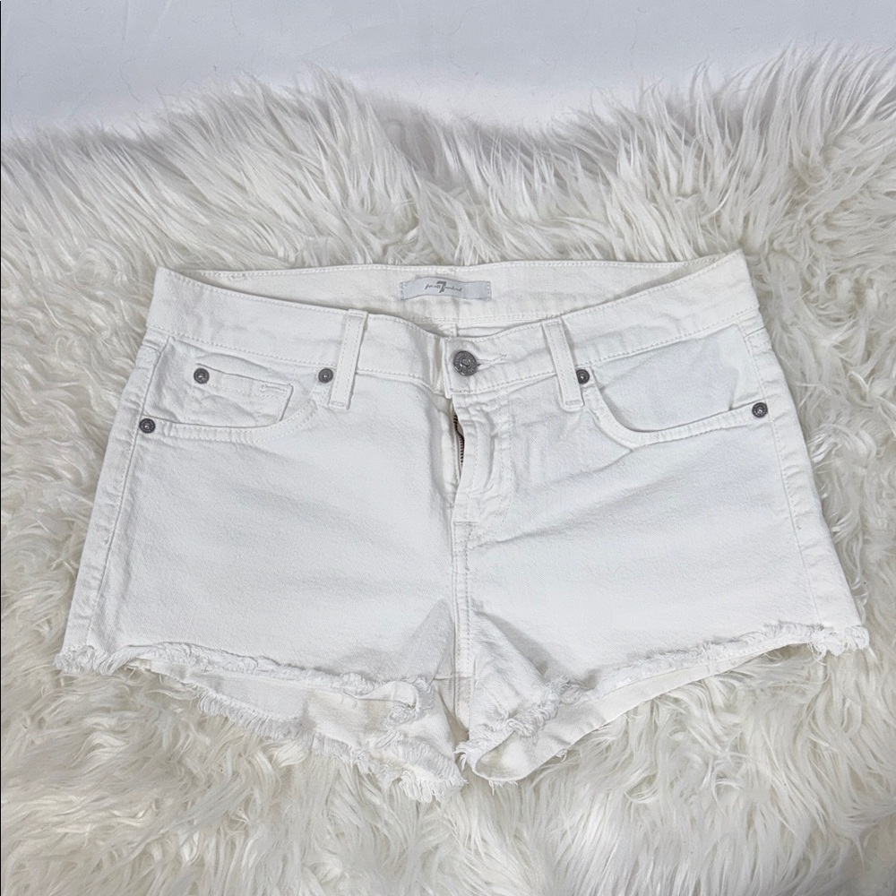 7 For All Mankind White Jean Shorts